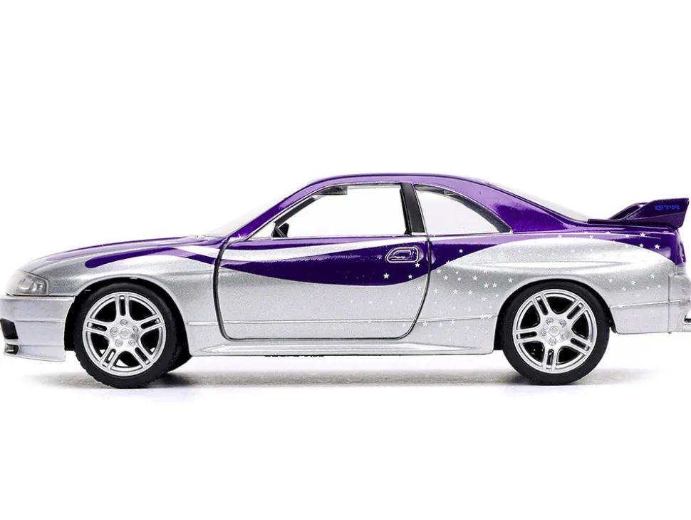 1995 Nissan Skyline GT R BCNR33 Purple and Silver Metallic Fast & Furious Series 1/32 Diecast Model Car Jada