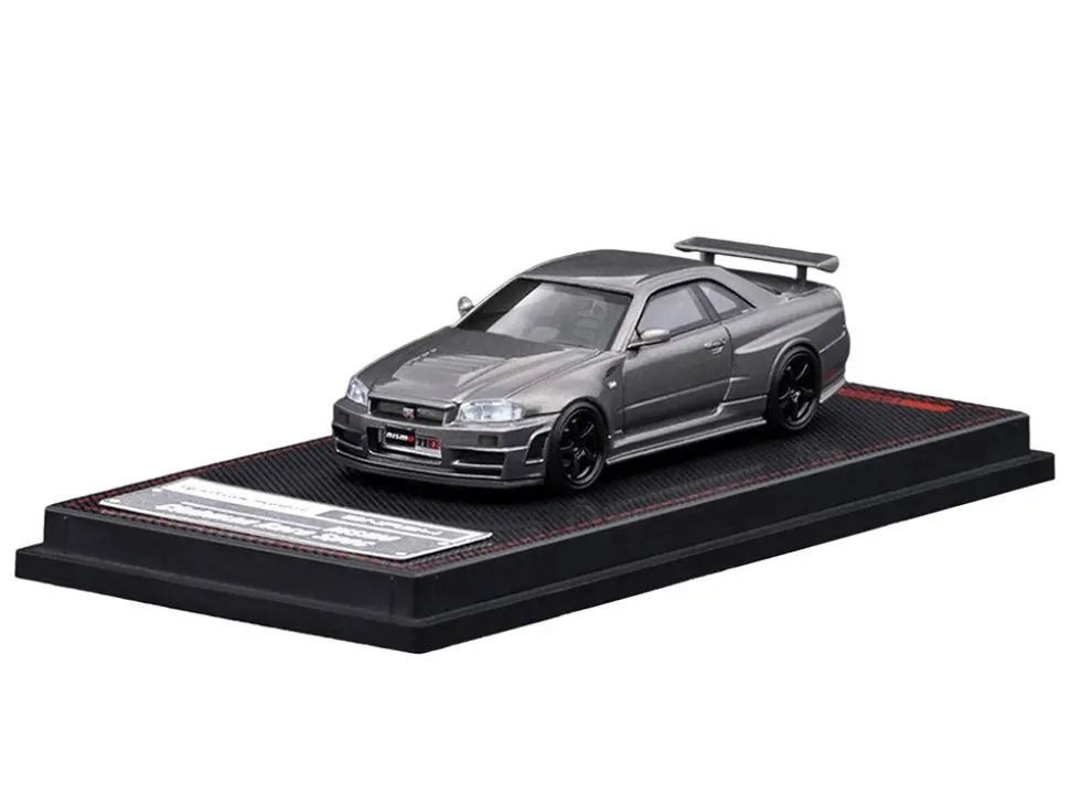 Nissan Skyline GT-R (BNR34) Nismo CRS RHD (Right Hand Drive) Gray Metallic 1/64 Diecast Model Car by Ignition Model