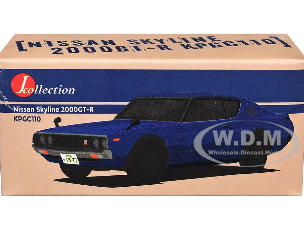 Nissan Skyline 2000GT-R KPGC110 RHD (Right Hand Drive) Blue Metallic "J Collection" Series 1/64 Diecast Model by Tarmac Works