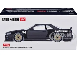 Nissan Skyline GT-R (R34) RHD (Right Hand Drive) #94 "Kaido Works GReddy V2" Carbon Fiber and Dark Gray Metallic (Designed by Jun Imai) "Kaido House" Special 1/64 Diecast Model Car by Mini GT