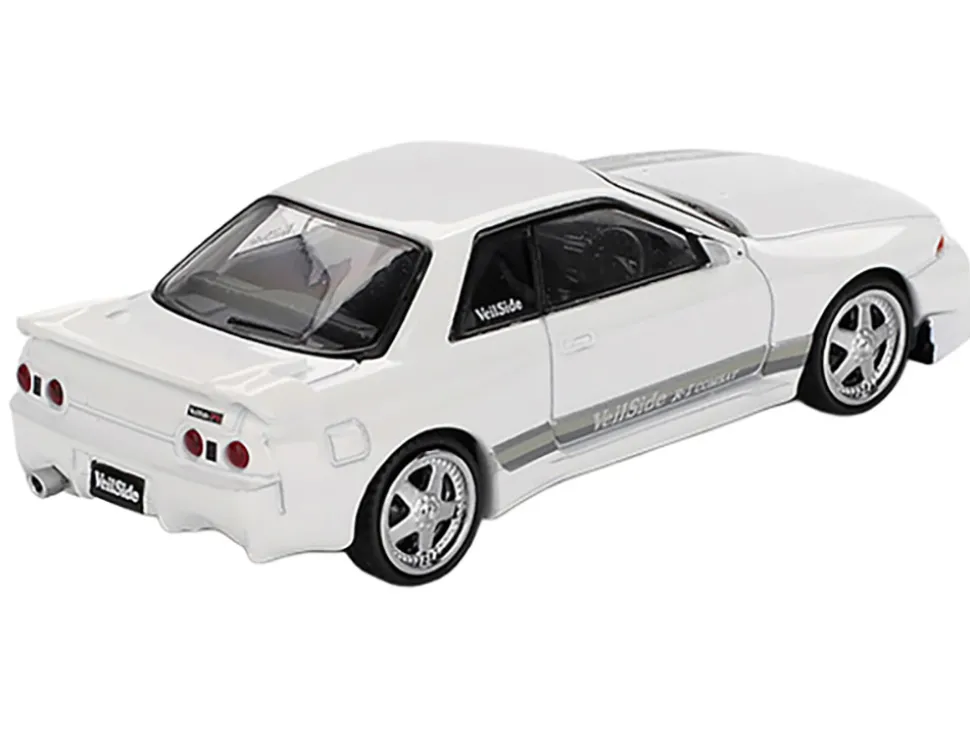Nissan Skyline GT-R (R32) RHD (Right Hand Drive) "Veilside Combat C-I" White with Gray Stripes Limited Edition 1/64 Diecast Model Car by Mini GT