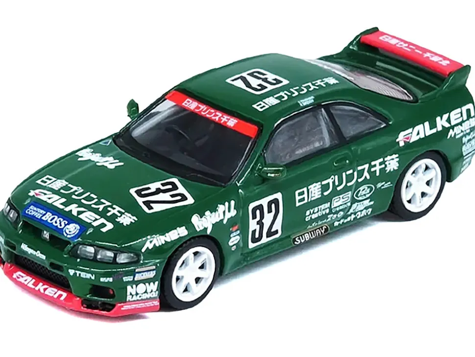 Nissan Skyline GT-R (R33) RHD (Right Hand Drive) #32 "Prince Chiba Falken" N1 Super Endurance Series "Tokachi 24 Hours" (1996) 1/64 Diecast Model Car by Inno Models
