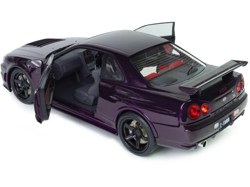 1999 Nissan Skyline GT-R (R34) Z-Tune RHD (Right Hand Drive) Midnight Purple Metallic 1/18 Diecast Model Car by Solido