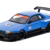 Nissan Skyline (R32) Widebody RHD (Right Hand Drive) #10 "Tarmac Works 10th Anniversary" Blue Metallic "Global64" Series 1/64 Diecast Model Car by Tarmac Works