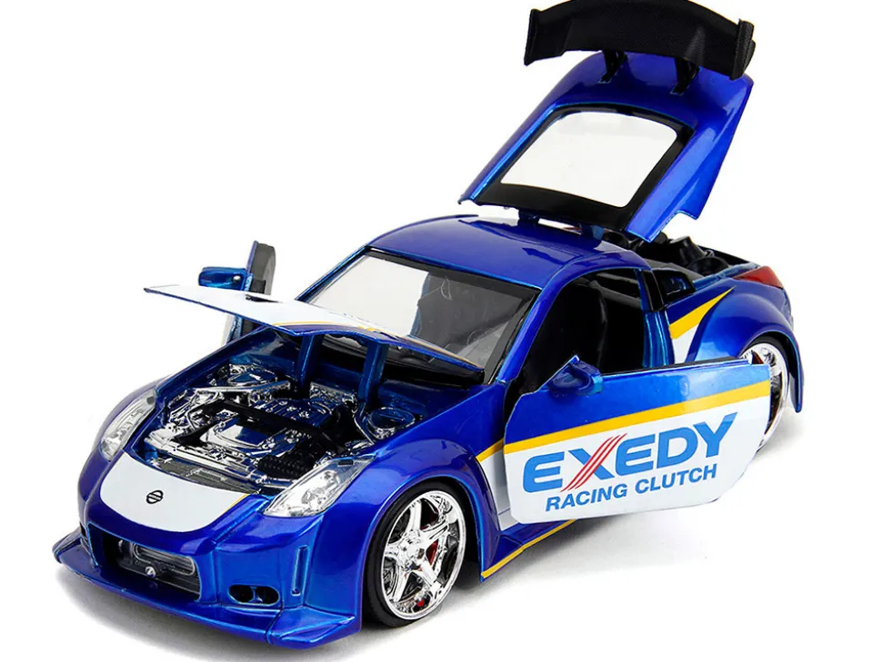 2003 Nissan 350Z "Exedy Racing Clutch" Candy Blue and White "JDM Tuners" Series 1/24 Diecast Model Car by Jada