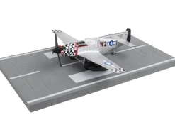 North American P 51 Mustang Fighter Aircraft Silver Metallic United States Army Air Force with Runway Section Diecast Model Airplane Runway24 RW195