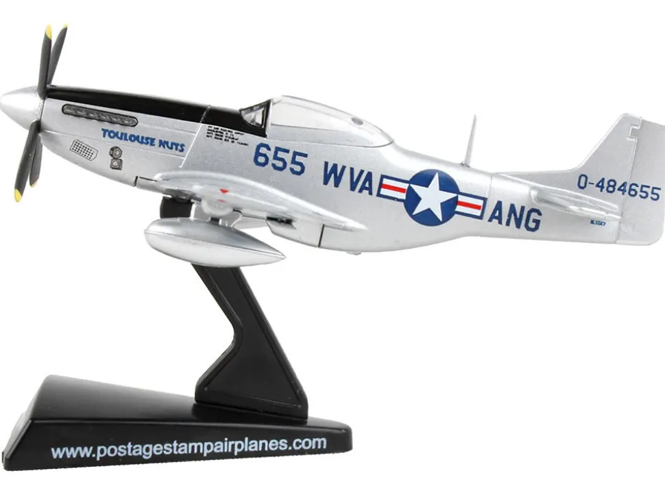 North American TF-51D Mustang Fighter Aircraft #655 "Toulouse Nuts, West Virginia Air National Guard" United States Air Force 1/100 Diecast Model Airplane by Postage Stamp