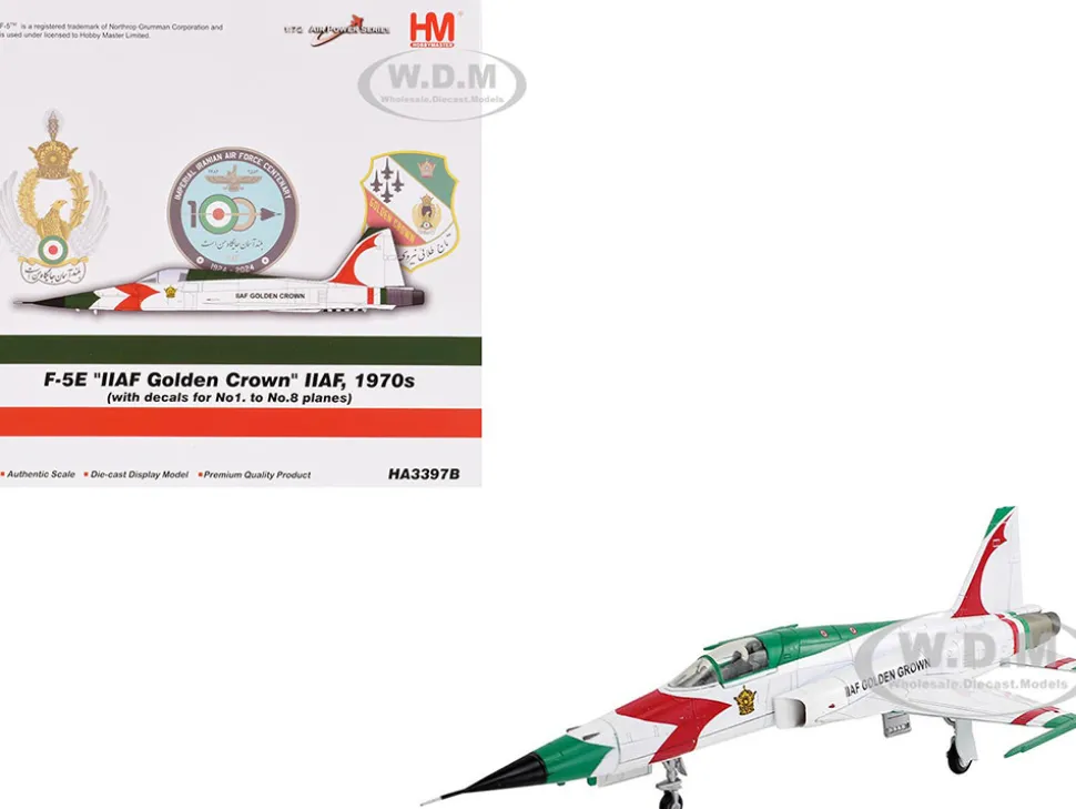 Northrop F-5E Tiger II Aircraft "#1-8, 3-7099, IIAF Golden Crown" Imperial Iranian Air Force "Air Power Series" 1/72 Diecast Model by Hobby Master