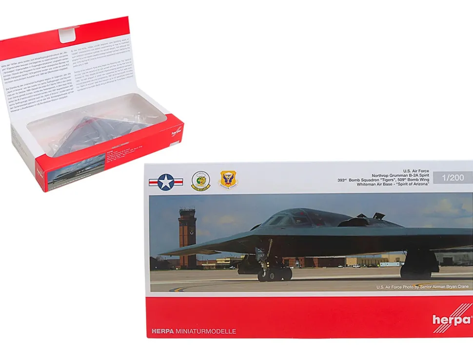 Northrop Grumman B-2A Spirit Stealth Bomber Aircraft "Spirit of Arizona, 393rd Bomb Squadron 'Tigers', 509th Bomb Wing, Whiteman Air Force Base" United States Air Force 1/200 Diecast Model Airplane by Herpa