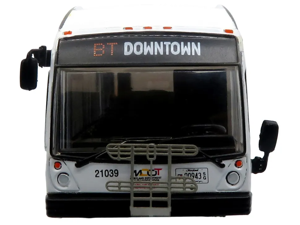 Nova Bus LFSH Hybrid Transit Bus "MTA Maryland" White with Red and Yellow Graphics "The Bus & Motorcoach Collection" Limited Edition to 504 pieces Worldwide 1/87 (HO) Diecast Model by Iconic Replicas