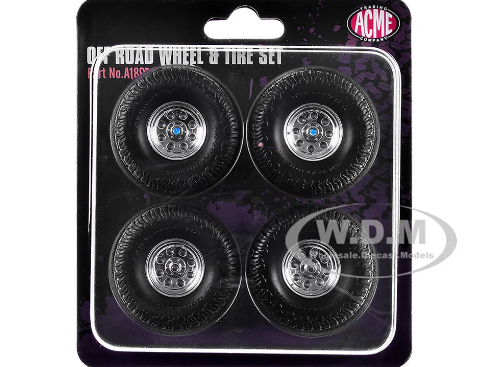 Offroad 35" Mag Wheel and Tire Set of 4 pieces from 1971 Chevrolet K5 Blazer for 1/18 Scale Models by ACME