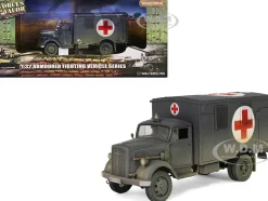 Opel Blitz Kfz 305 Ambulance Gray Weathered German Army Armoured Fighting Vehicle Series 1/32 Diecast Model Forces of Valor FOV-801101B