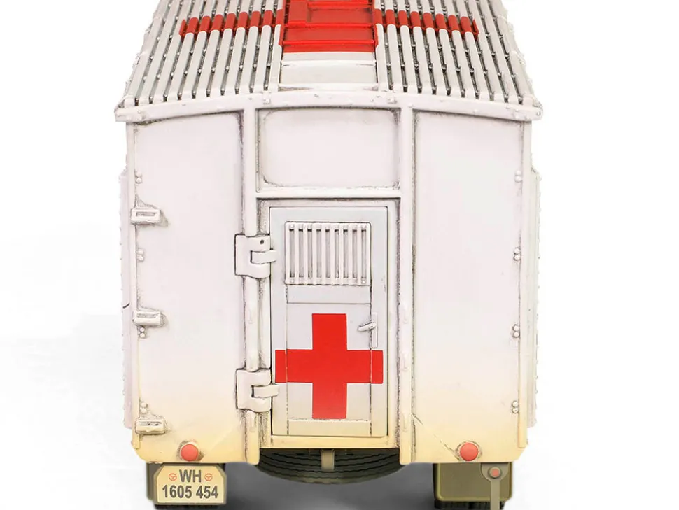 Opel Blitz Kfz.305 Ambulance Gray and White Weathered German Army Armoured Fighting Vehicle Series 1/32 Diecast Model Forces of Valor FOV-801101A