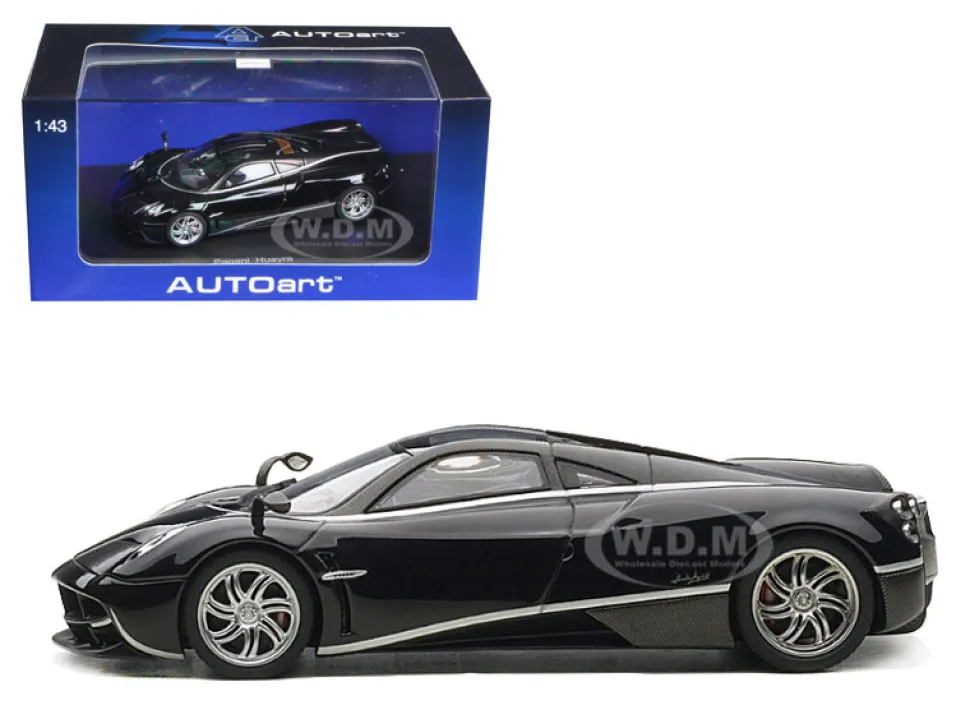 Pagani Huayra Black with Silver Stripes 1/43 Diecast Model Car Autoart 58209