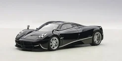 Pagani Huayra Black with Silver Stripes 1/43 Diecast Model Car Autoart 58209