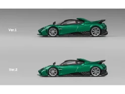 Pagani Imola Emerald Green Metallic with Carbon Top and Extra Wheels 1/64 Diecast Model Car by CM Model