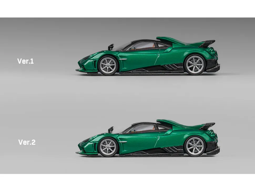 Pagani Imola Emerald Green Metallic with Carbon Top and Extra Wheels 1/64 Diecast Model Car by CM Model