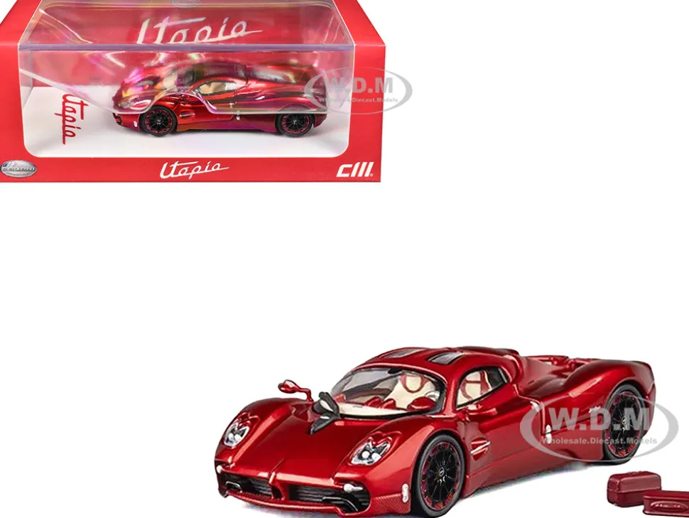 Pagani Utopia Red Metallic with Red Carbon Top 1/64 Diecast Model Car by CM Model
