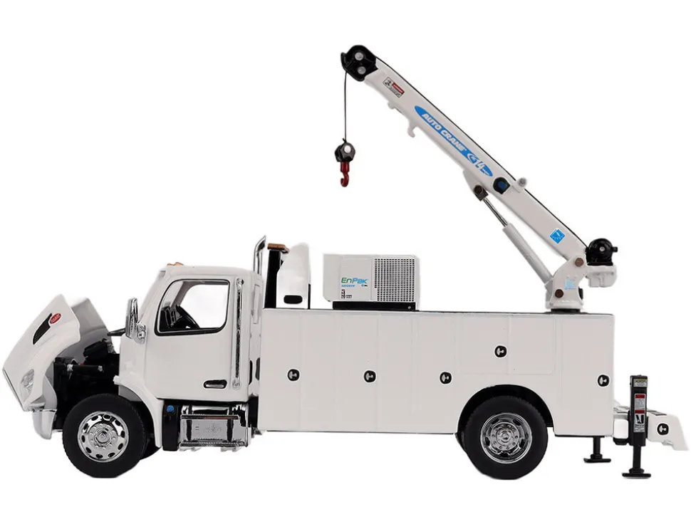 Peterbilt 536 Auto-Crane Titan85-Body HC14-Crane Work Truck with Miller EnPak White "Transport Series" 1/50 Diecast Model by Diecast Masters