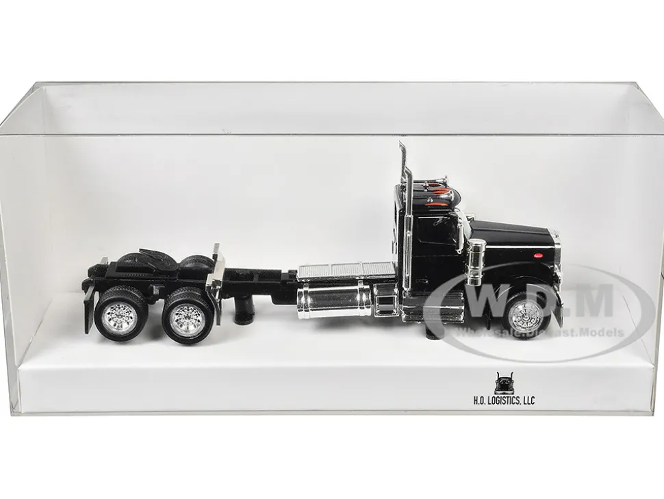 Peterbilt 589 2-Axel Day Cab Black 1/87 (HO) Plastic Model Car by HO Logistics