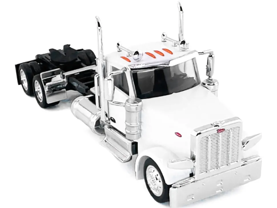 Peterbilt 589 2-Axel Day Cab White 1/87 (HO) Plastic Model Car by HO Logistics