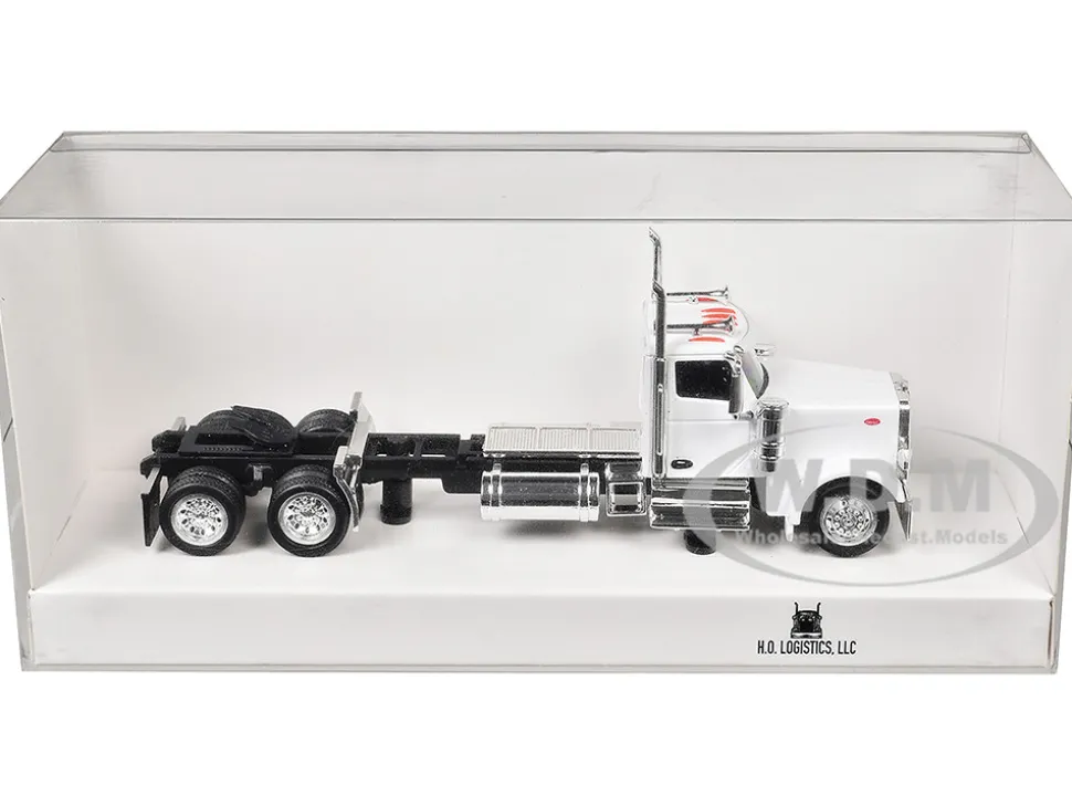 Peterbilt 589 2-Axel Day Cab White 1/87 (HO) Plastic Model Car by HO Logistics