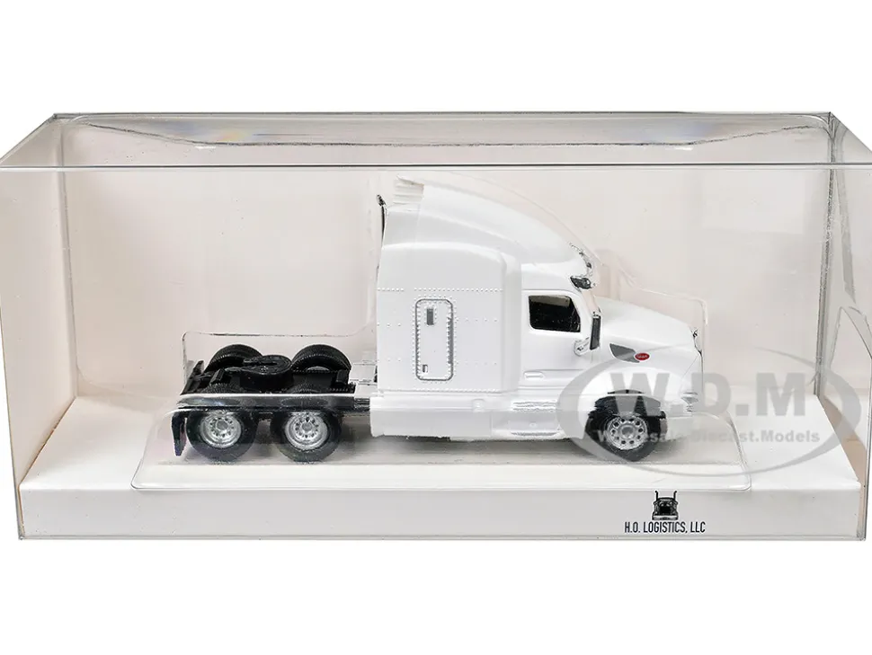 Peterbilt 579 Sleeper Cab White 1/87 (HO) Plastic Model Car by HO Logistics
