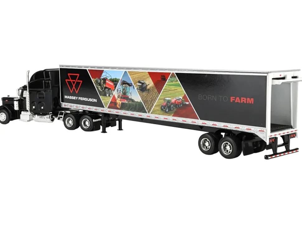 Peterbilt 379 Sleeper Cab with Trailer "Massey Ferguson - Born to Farm" Black 1/64 Diecast Model by SpecCast