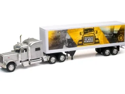 Peterbilt 389 Truck Silver Metallic with Dry Van Trailer
