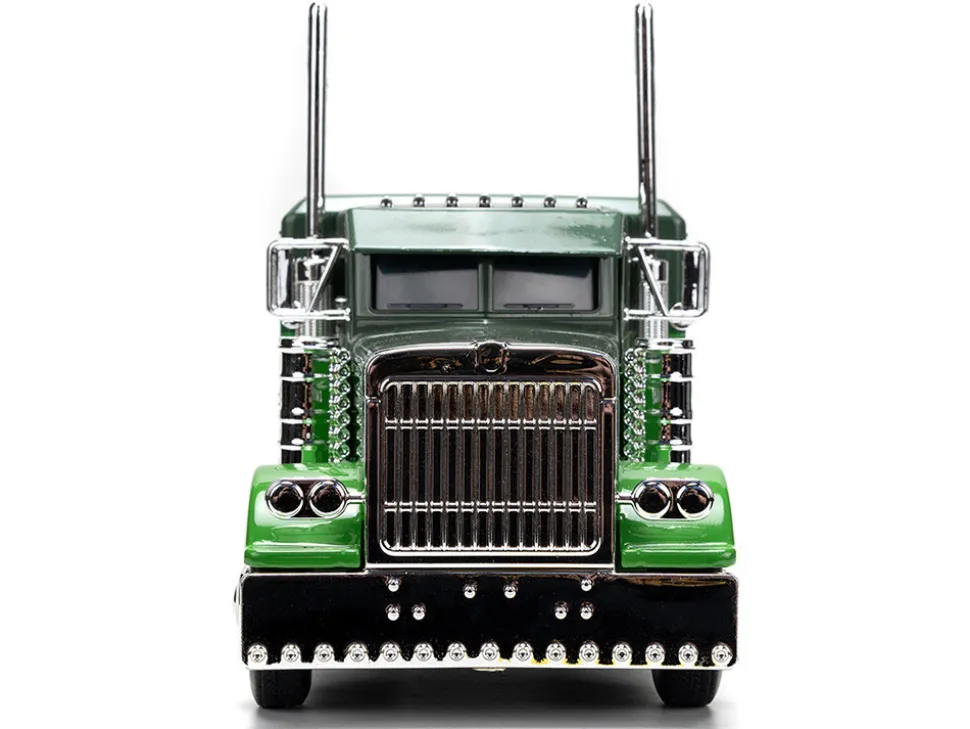 1992 Peterbilt 379 Truck Tractor Green Two Tone and Purple The Incredible Hulk Marvel Avengers Series Diecast Model Jada 35179