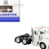 Peterbilt 367 Truck Tractor with Day Cab White and Articulated Tank Trailer "Cemex" White with Blue Stripes Combo Set 1/87 (HO) Plastic Model Car by HO Logistics