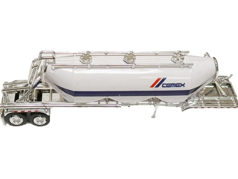 Peterbilt 367 Truck Tractor with Day Cab White and Articulated Tank Trailer "Cemex" White with Blue Stripes Combo Set 1/87 (HO) Plastic Model Car by HO Logistics
