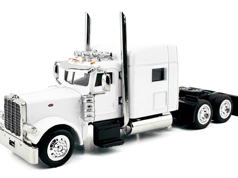 Peterbilt 389 Truck Tractor with Sleeper Cab White 1/87 (HO) Plastic Model Car by HO Logistics