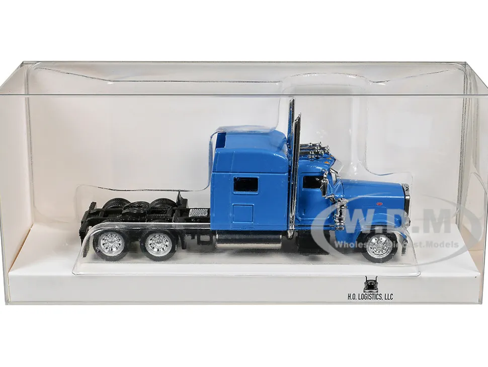Peterbilt 389 Truck Tractor with Sleeper Cab Baby Blue 1/87 (HO) Plastic Model Car by HO Logistics