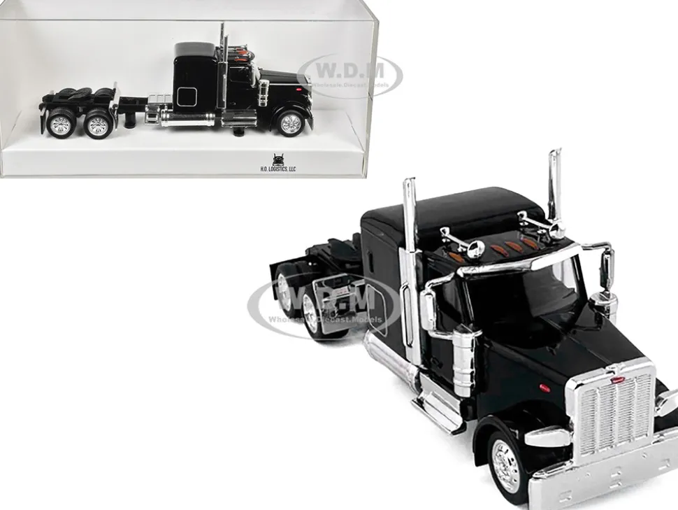 Peterbilt 589 Truck with 72 Inch Sleeper Black 1/87 (HO) Plastic Model Car by HO Logistics