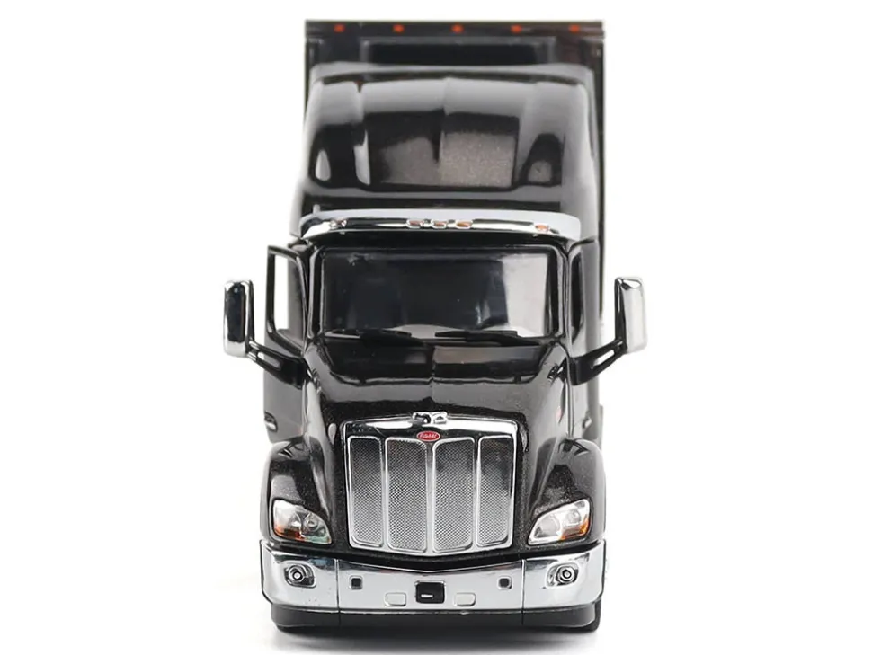 Peterbilt 579 UltraLoft Truck Tractor Black Metallic with "CAT Caterpillar" Mural Trailer "Transport Series" 1/50 Diecast Model by Diecast Masters