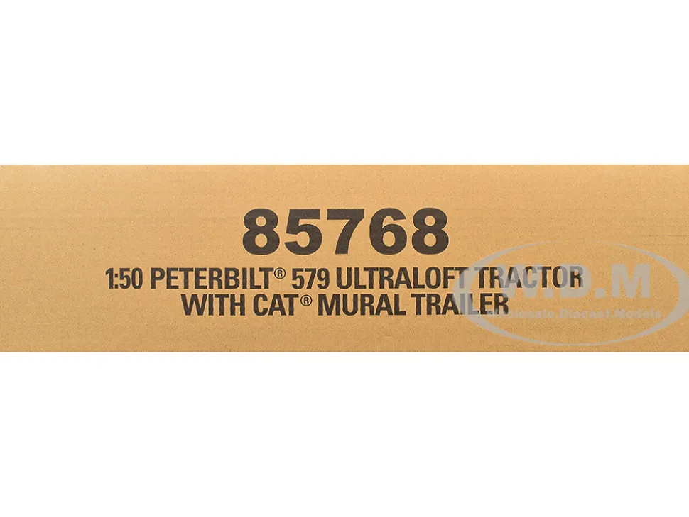 Peterbilt 579 UltraLoft Truck Tractor Black Metallic with "CAT Caterpillar" Mural Trailer "Transport Series" 1/50 Diecast Model by Diecast Masters