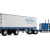 Peterbilt 351 with 63" Flat Top Sleeper and 40' Vintage Trailer with Reefer "Western Distributing" Blue Metallic and White 1/64 Diecast Model by DCP/First Gear