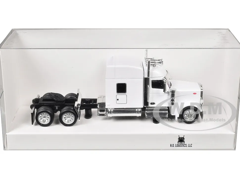 Peterbilt 589 with Stand Up Sleeper Cab White 1/87 (HO) Plastic Model Car by HO Logistics