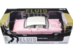 1955 Pink Cadillac Fleetwood Series 60 Special Elvis Presley 1/18 Diecast Model Car Greenlight 12950