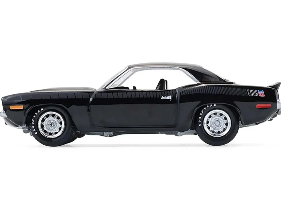 1970 Plymouth 'Cuda AAR Black with Gray Stripes "Barrett-Jackson" Series 16 1/64 Diecast Model Car by Greenlight