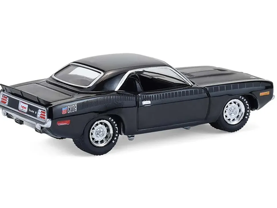 1970 Plymouth 'Cuda AAR Black with Gray Stripes "Barrett-Jackson" Series 16 1/64 Diecast Model Car by Greenlight