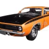 1970 Plymouth Cuda Orange with Black 1/24 Diecast Model Car New Ray 71873