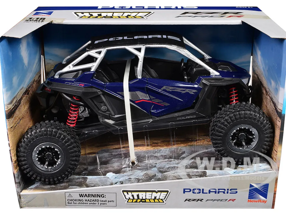 Polaris RZR Pro R UTV Blue with Black Top "Xtreme Off-Road" Series 1/18 Diecast Model by New Ray