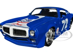 1972 Pontiac Firebird #72 Blue with White Stripe Chevron Bigtime Muscle Series 1/24 Diecast Model Car Jada 35026