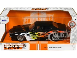 1971 Pontiac GTO Black with Flame Graphics Bigtime Muscle Series 1/24 Diecast Model Car Jada 35022