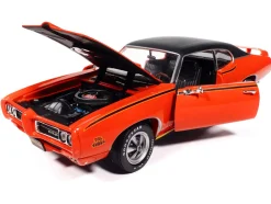 1969 Pontiac GTO Judge Carousel Red with Black Stripes and Black Vinyl Top 