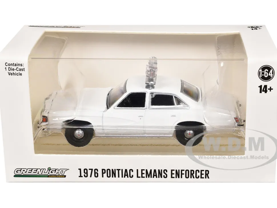 1976-77 Pontiac LeMans Enforcer White with Light Bar "Hot Pursuit - Hobby Exclusive" Series 1/64 Diecast Model Car by Greenlight