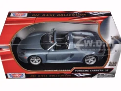 Porsche Carrera GT Silver with Black Interior 1/18 Diecast Model Car Motormax 73163