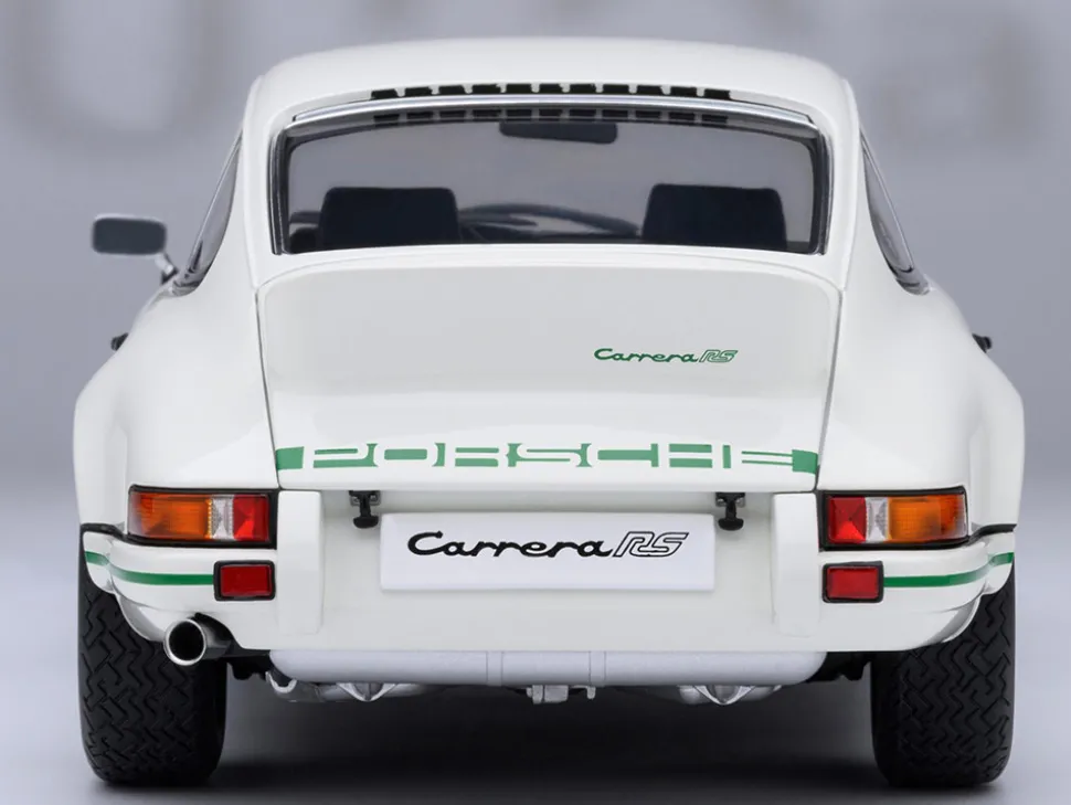 Porsche 911 Carrera 2.7 RS Grand Prix White with Green Stripes and Wheels 1/18 Model Car by Autoart